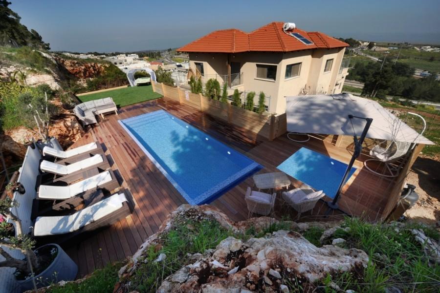 140482 חצר ובריכה, וילה נוף מולדת, וילה  בראש פינה וילות - Vila